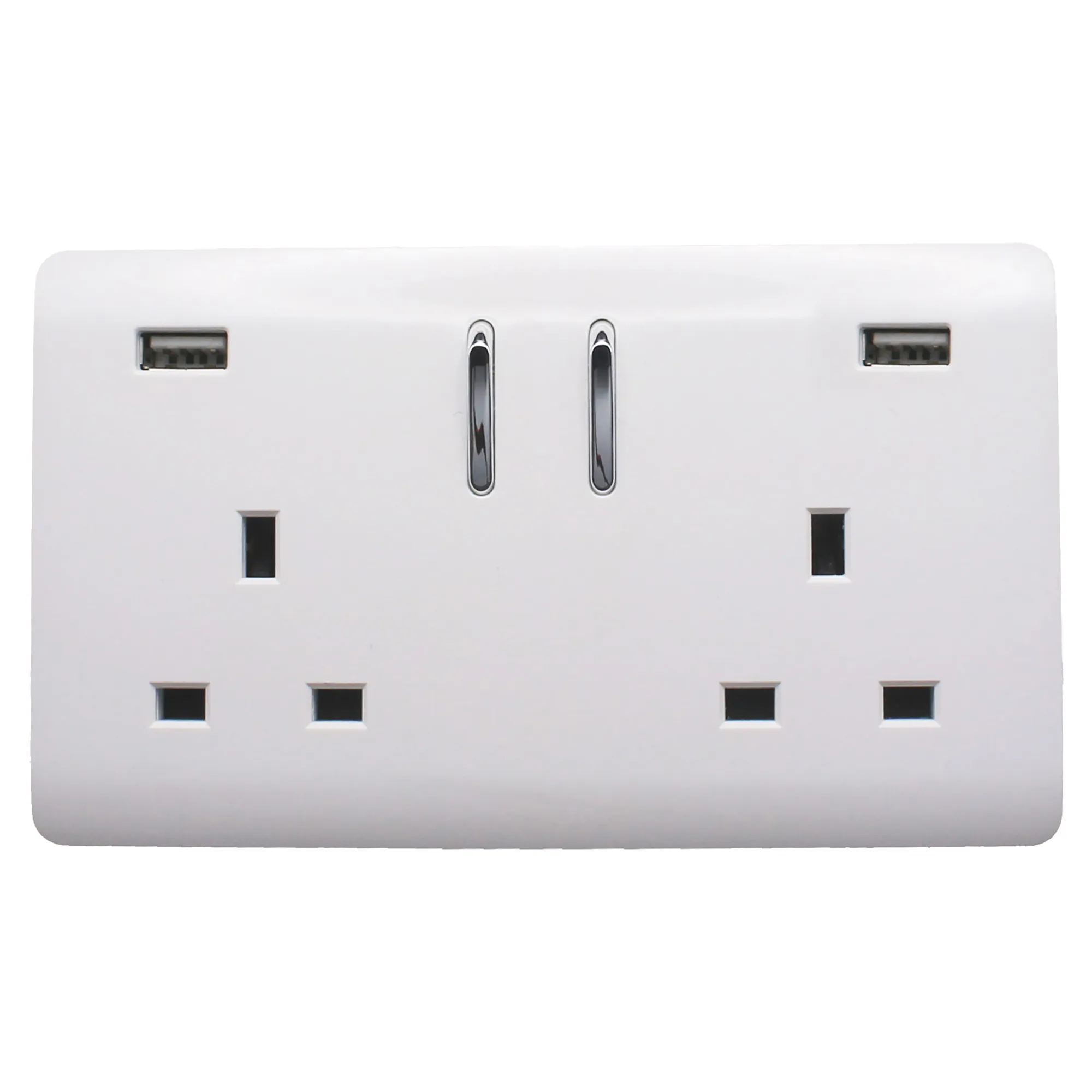 ART-SKT213USB21AAWH  2 Gang 13Amp Short S/W Double Socket With 2x2.1Mah USB Ice White